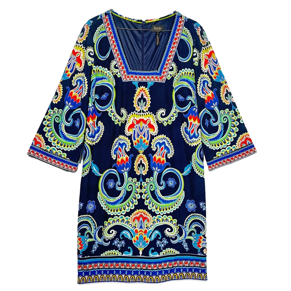 Laundry By Shelli Segal Blue Multicolor Dress Size 10 - Picture 1 of 8